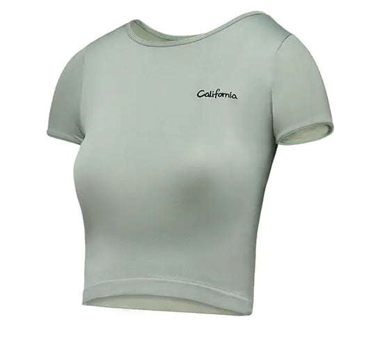 California Girl Seamless Cropped Embroidery Workout Shirt