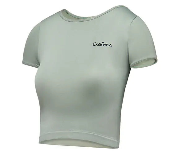 California Girl Seamless Cropped Embroidery Workout Shirt