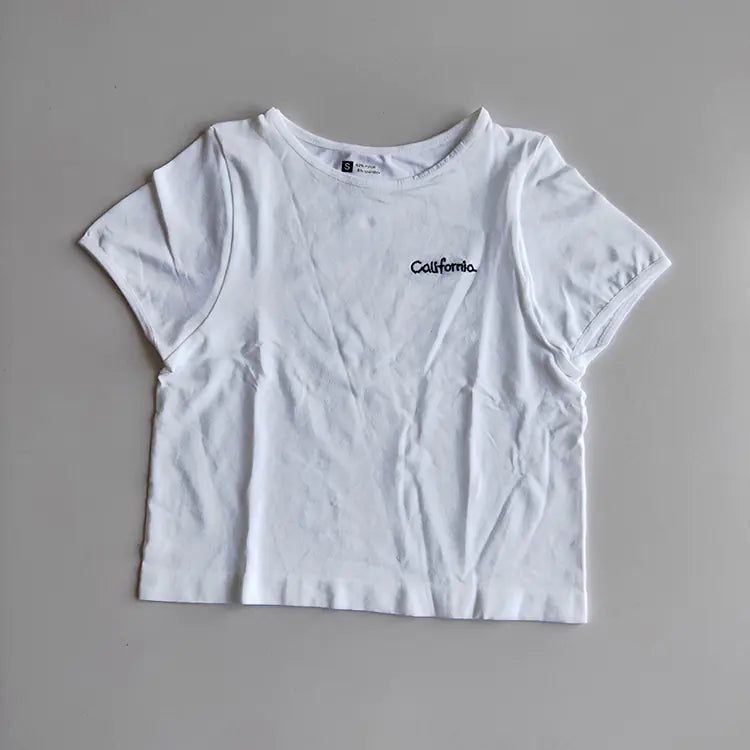 California Girl Seamless Cropped Embroidery Workout Shirt
