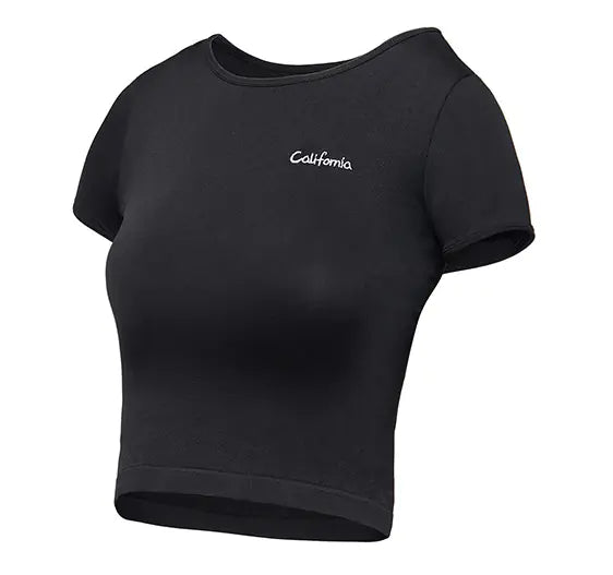 California Girl Seamless Cropped Embroidery Workout Shirt