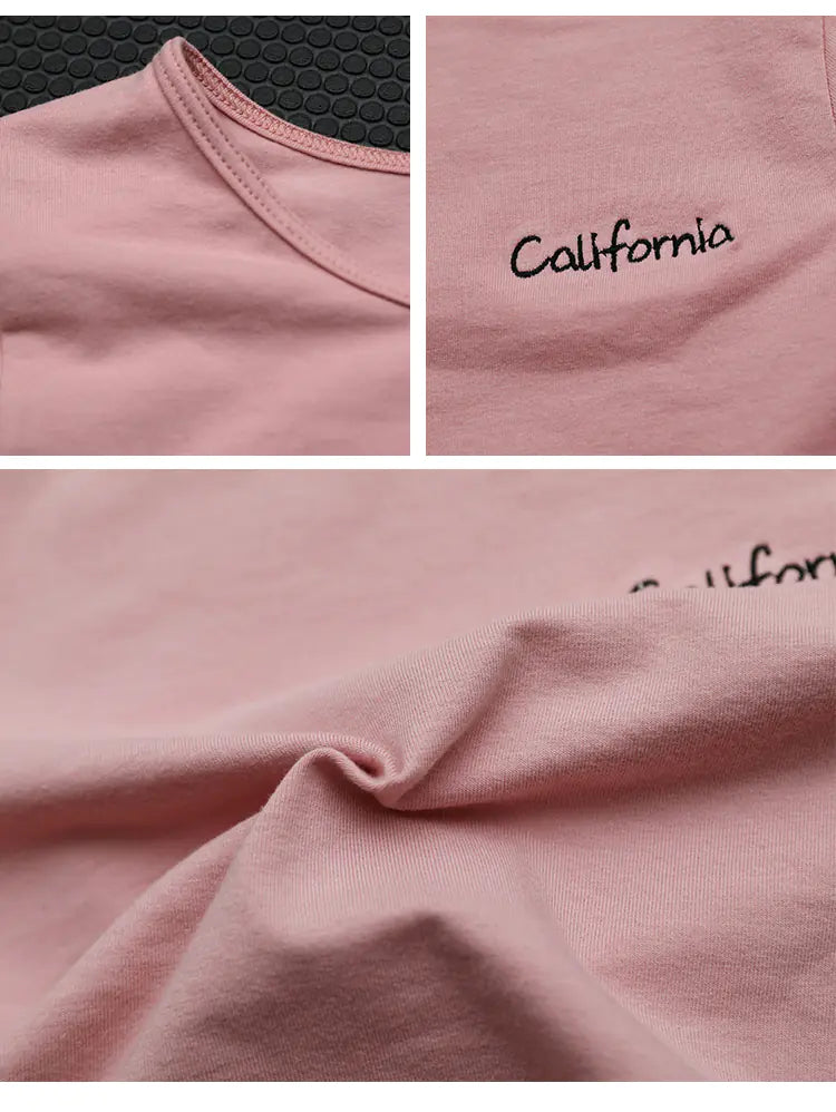 California Girl Seamless Cropped Embroidery Workout Shirt