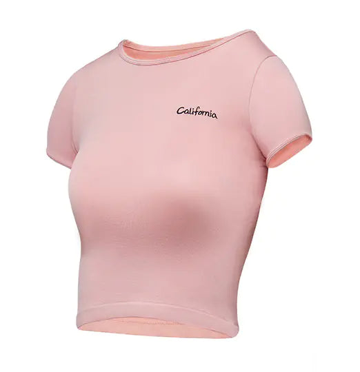 California Girl Seamless Cropped Embroidery Workout Shirt