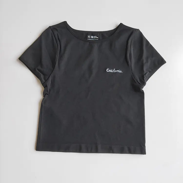 California Girl Seamless Cropped Embroidery Workout Shirt